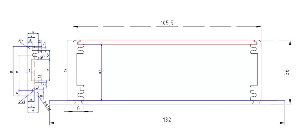 30mm Slim Aluminum Extrusion Chassis for Electronic Equipment